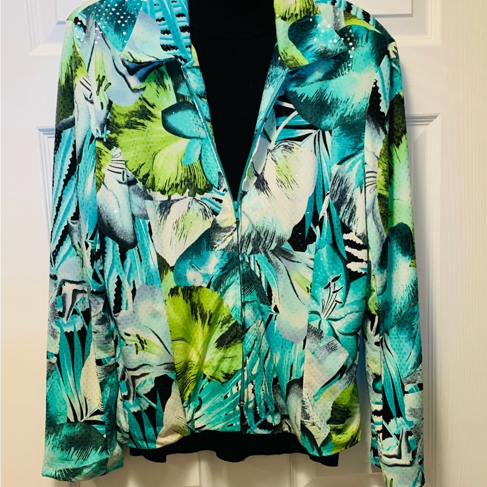 Ladies Sequined Jacket, Zippered, Lined, Size L
